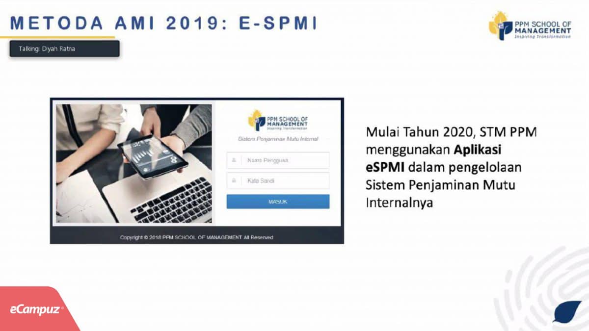 Persiapan Kick Off Audit Mutu Internal STM PPM Jakarta menggunakan eSPMI