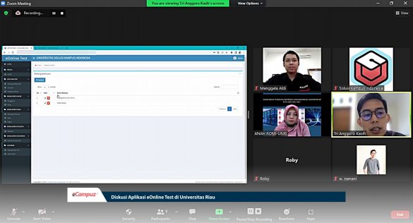 Diskusi Aplikasi eOnline Test di Universitas Riau