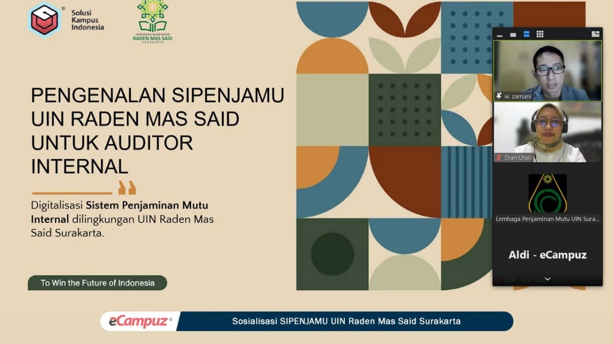 Sosialisasi SIPENJAMU UIN Raden Mas Said Surakarta kepada Auditor Internal