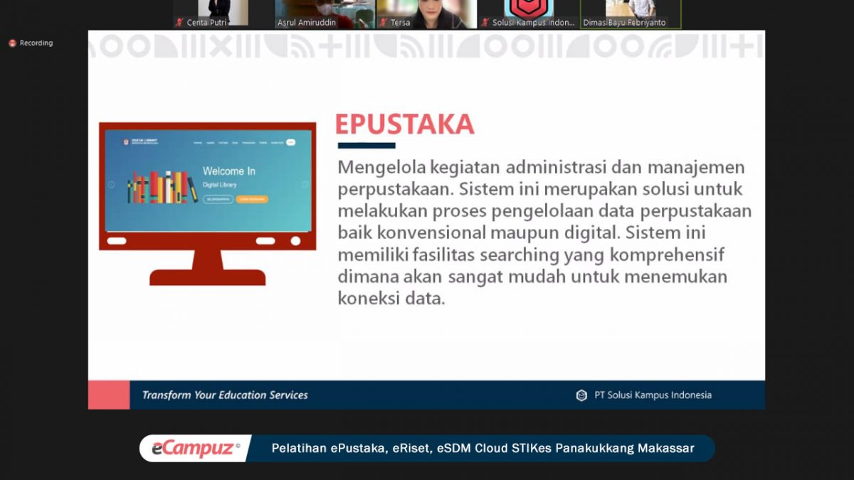Pelatihan ePustaka, eRiset, dan eSDM Cloud STIKES Panakkukang Makassar